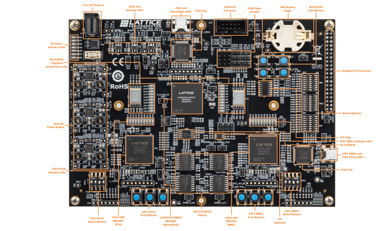 Lattice Semiconductor LCMXO3D-PFR-EVN Sentry Demo Board Lattice Semiconductor LCMXO3D-PFR-EVN Sentry Demo Board