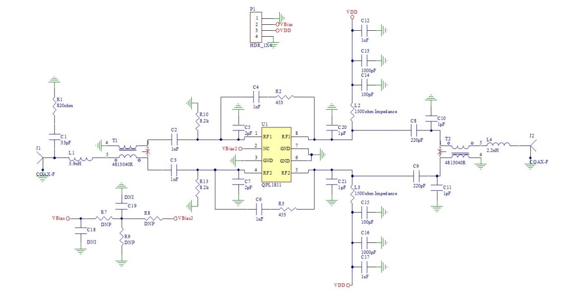 Schematic - Qorvo QPL1811EVB Evaluation Board
