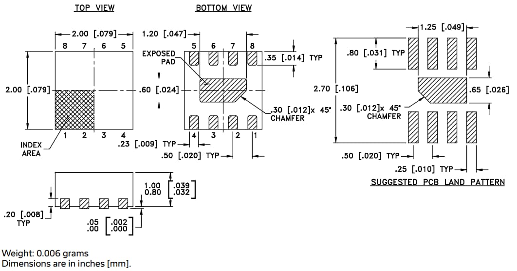 Mechanical Drawing - Mini-Circuits PMA2-162LNA+ SMT Low Noise Amplifier Mechanical Drawing - Mini-Circuits PMA2-162LNA+ SMT Low Noise Amplifier