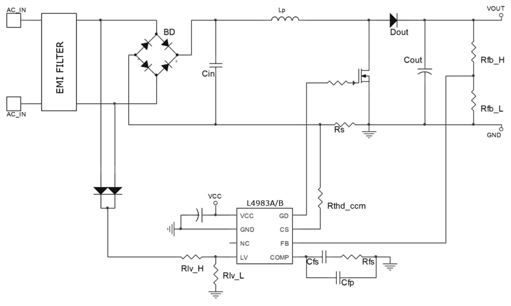 Application Circuit Diagram - STMicroelectronics L4983 CCM PFC Boost Controller