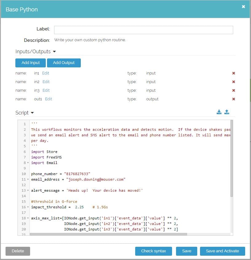 Base Python Module Interface Screen